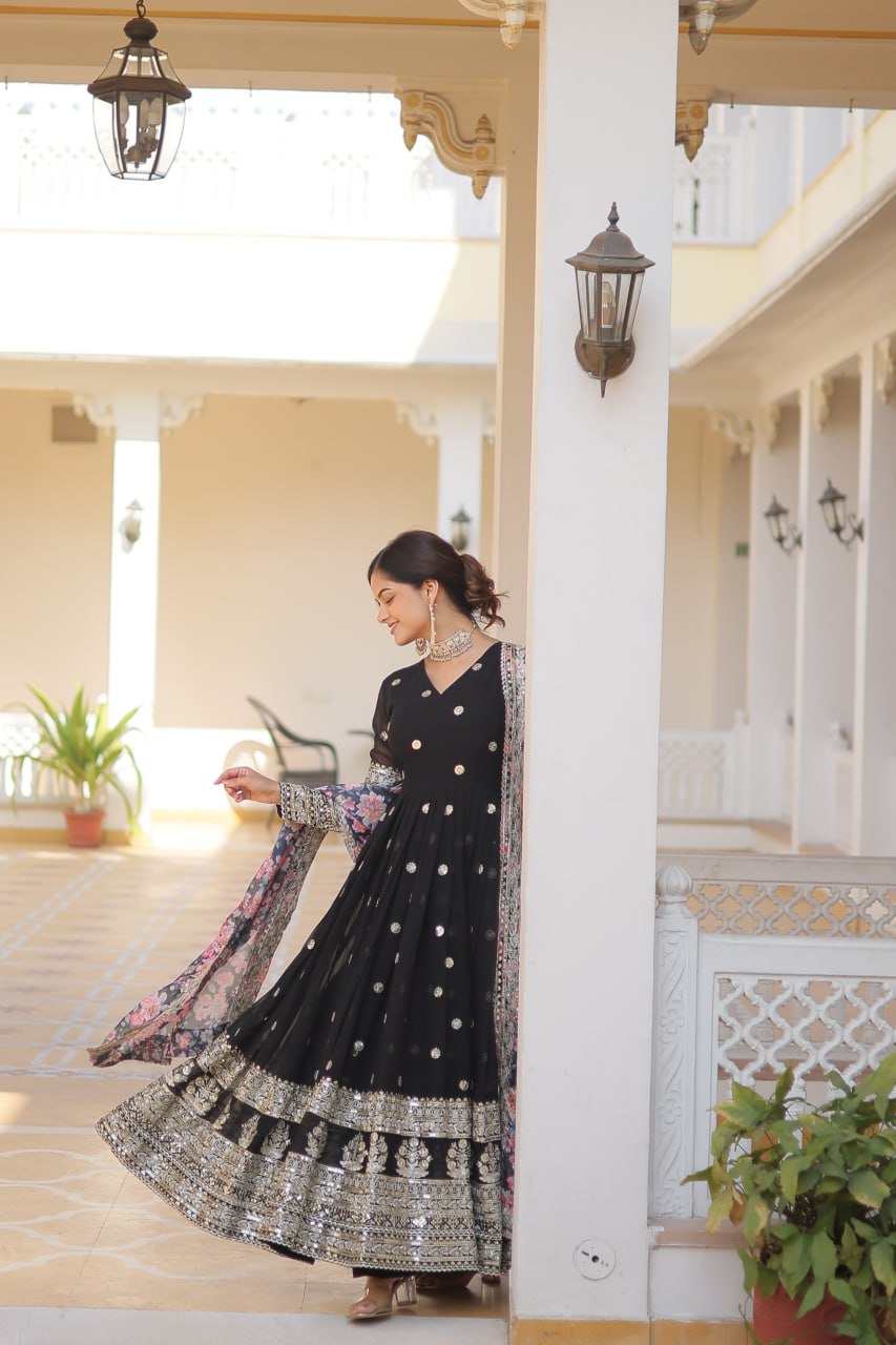 Beautiful Stylish Designer Gown With Dupatta Set