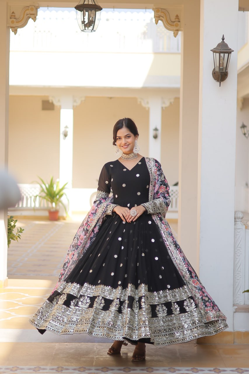 Beautiful Stylish Designer Gown With Dupatta Set