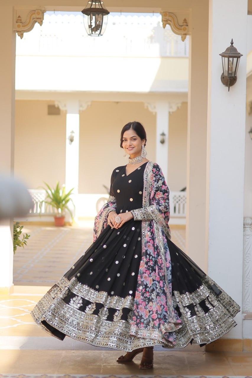 Beautiful Stylish Designer Gown With Dupatta Set