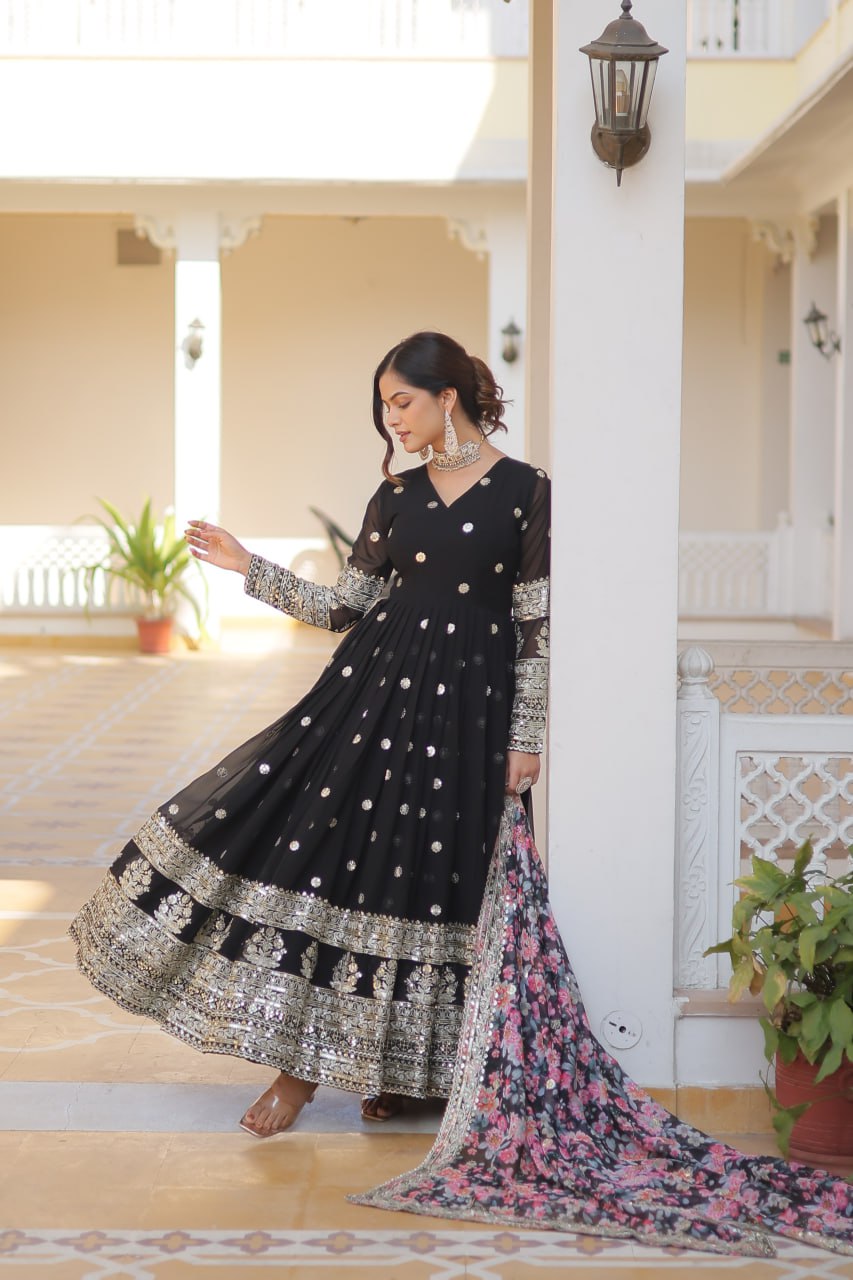 Beautiful Stylish Designer Gown With Dupatta Set