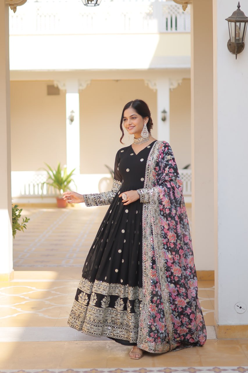 Beautiful Stylish Designer Gown With Dupatta Set