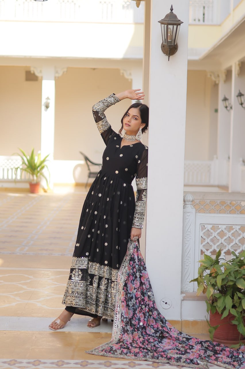 Beautiful Stylish Designer Gown With Dupatta Set