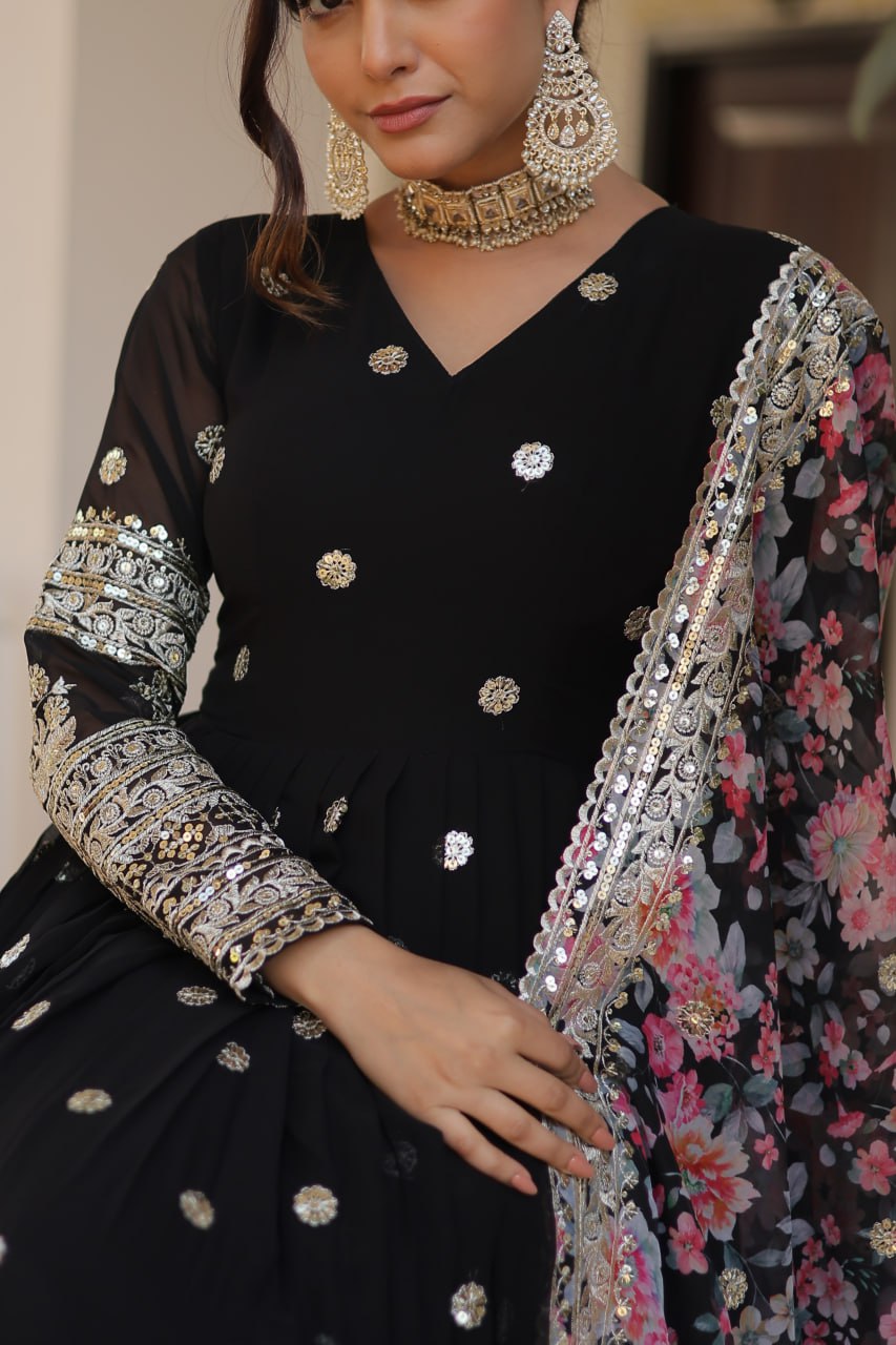 Beautiful Stylish Designer Gown With Dupatta Set