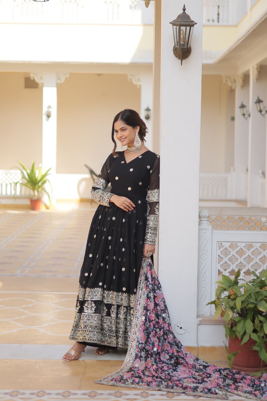 Beautiful Stylish Designer Gown With Dupatta Set