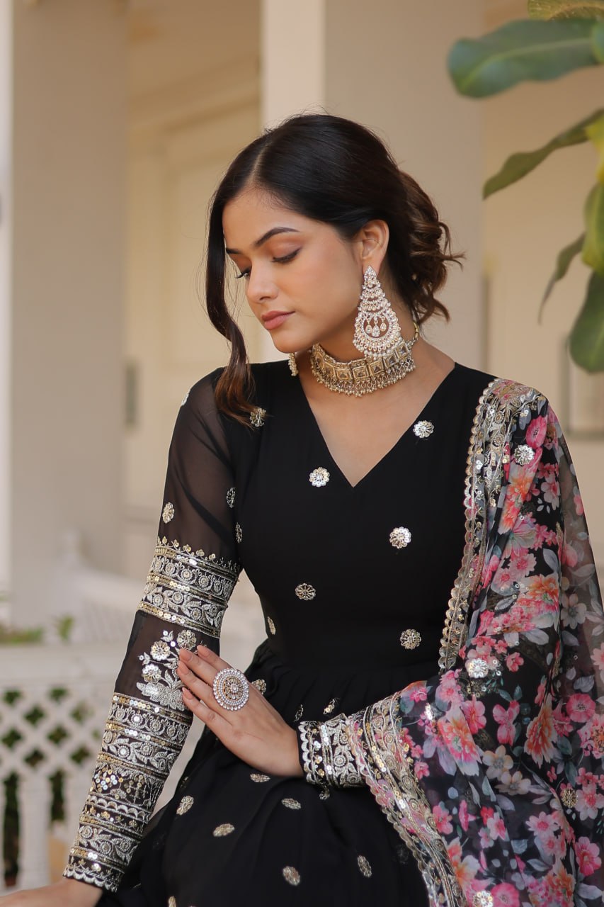 Beautiful Stylish Designer Gown With Dupatta Set