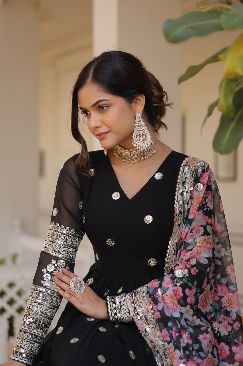 Beautiful Stylish Designer Gown With Dupatta Set