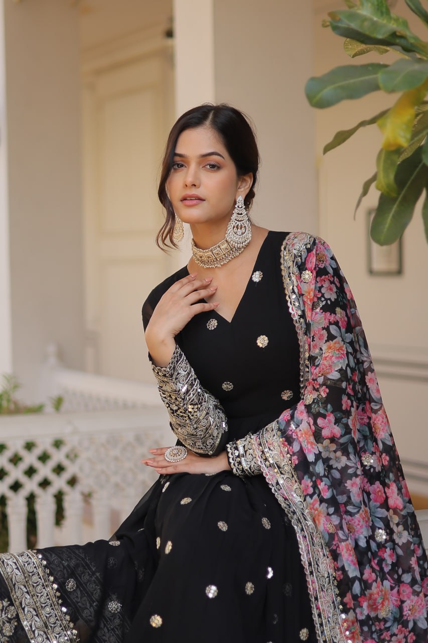 Beautiful Stylish Designer Gown With Dupatta Set