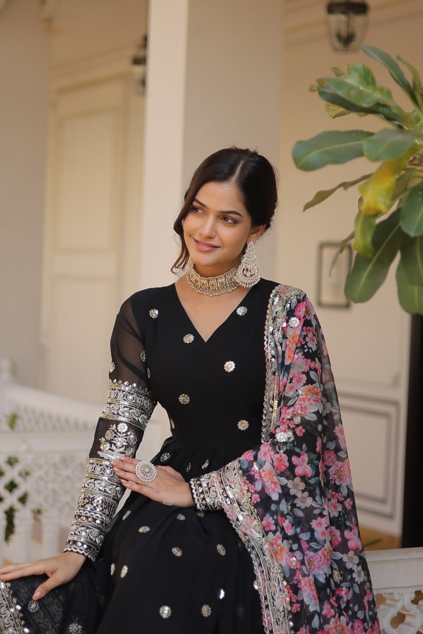 Beautiful Stylish Designer Gown With Dupatta Set