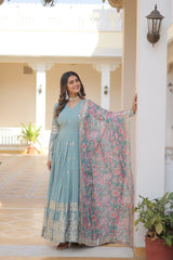 Beautiful Stylish Designer Gown With Dupatta Set