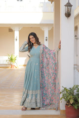 Beautiful Stylish Designer Gown With Dupatta Set