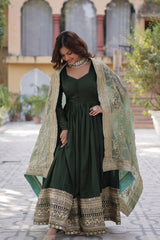 Indian Wedding Party Wear Gown Dress For Women Green Mehndi Wear Anarkali Gown Dress Bollywood Style Suit Bridesmaids Ready To Wear Outfits