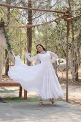 Classic Faux Blooming Gown With Designer Dupatta With Sequins Embroidery Work