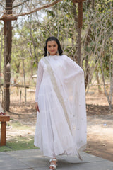 Classic Faux Blooming Gown With Designer Dupatta With Sequins Embroidery Work