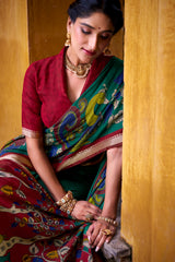 RICH KALAMKARI PRINT CHANDERI SILK TRADITIONAL SAREE WITH BLOUSE