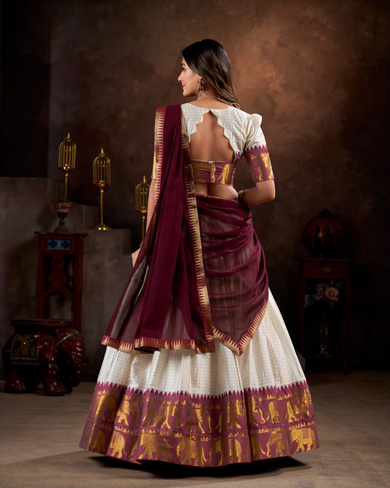 KALYANI COTTON LEHENGA CHOLI PAIRED WITH FLOWING GEORGETTE DUPATTA