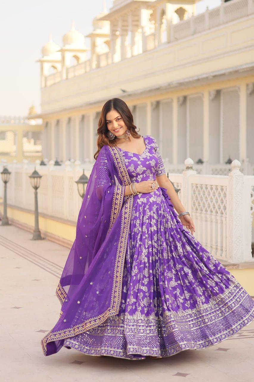 Elevate Your Style With A Designer Jacquard Lenenga Choli