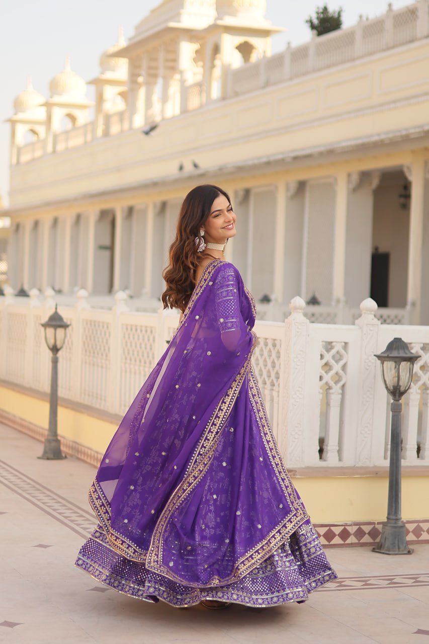 Elevate Your Style With A Designer Jacquard Lenenga Choli