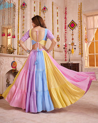 ASTONISHING MULTI-COLOR COTTON MIRROR WORK LEHENGA CHOLI WITH DUPATTA