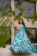 Women Floral Printed Sleeveless Tiered Maxi Dress