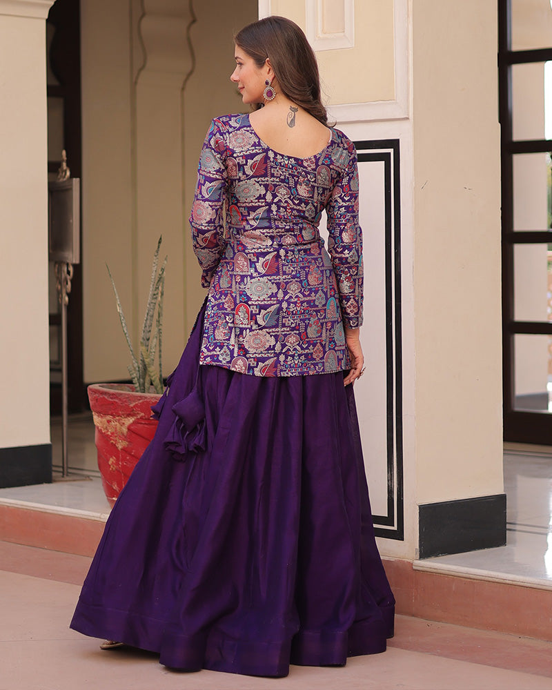 Amazing Purple Designer Indo-Western Lehenga Choli