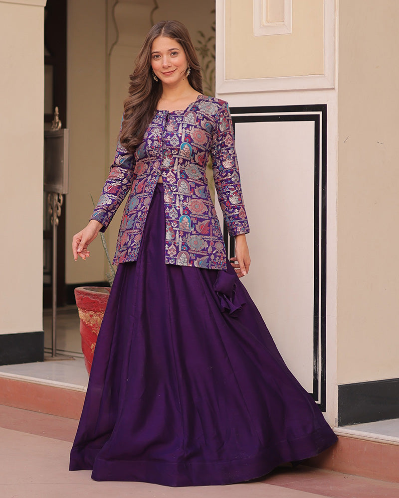 Amazing Purple Designer Indo-Western Lehenga Choli