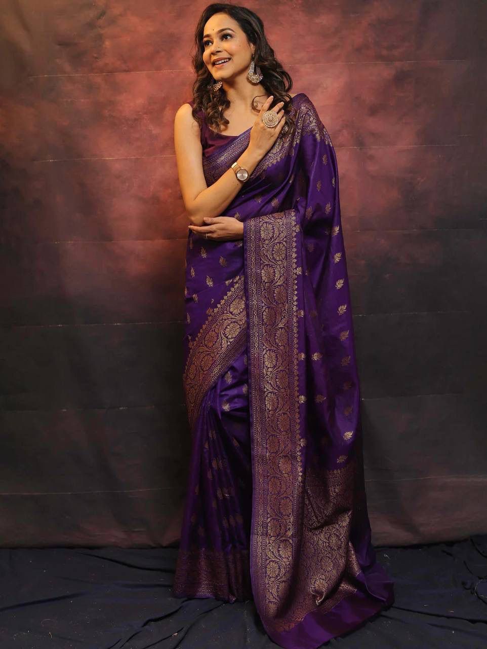 RADIANT PURPLE SOFT SILK SAREE WITH DESERVING BLOUSE PIECE