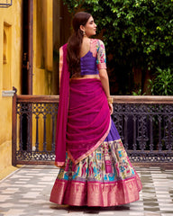 CAPTIVATING PURPLE ZARI WEAVING FESTIVAL WEAR HALF SAREE LEHENGA