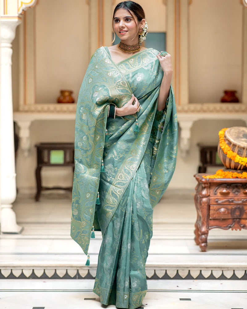 DESIGNER LITCHI SILK PRINTED SAREE WITH UNSTITCHED BLOUSE