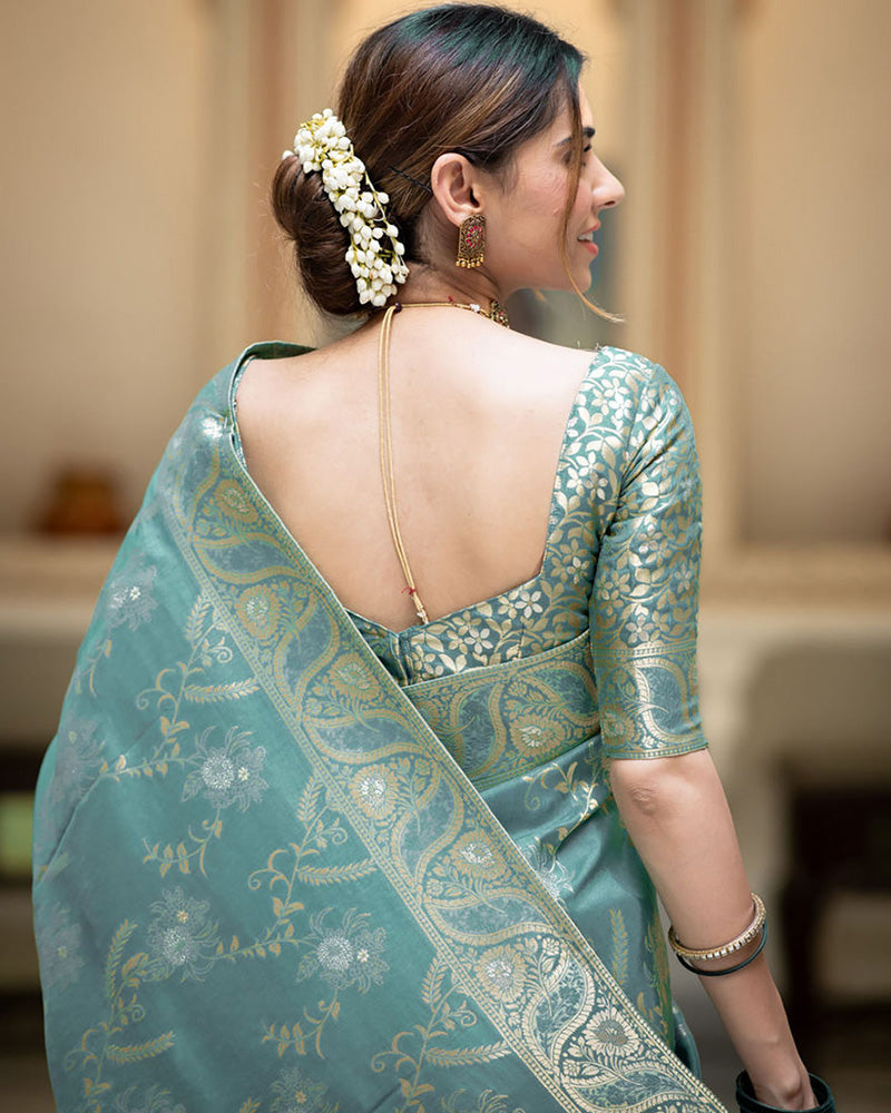 DESIGNER LITCHI SILK PRINTED SAREE WITH UNSTITCHED BLOUSE