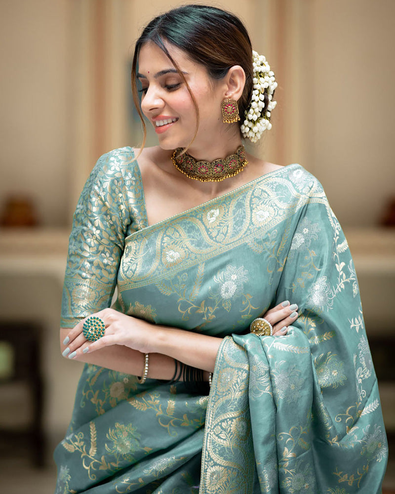 DESIGNER LITCHI SILK PRINTED SAREE WITH UNSTITCHED BLOUSE