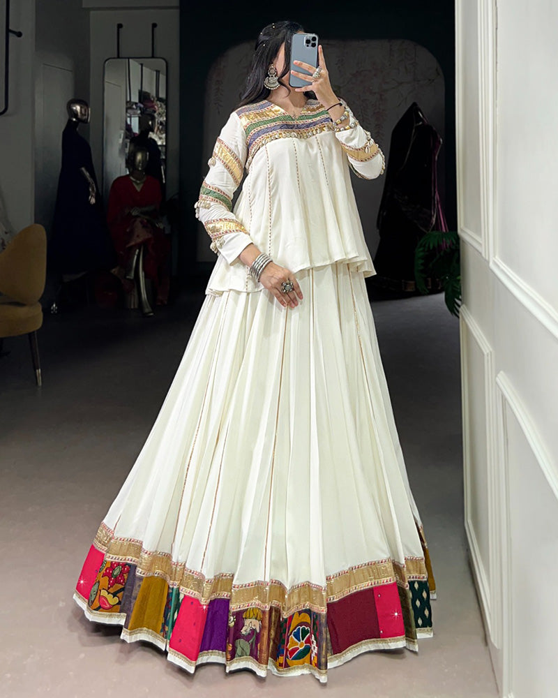 STYLISH DESIGNER NAVRATRI LEHENGA CHOLI WITH MULTI PATCHWORK & GOTA PATTI LACE
