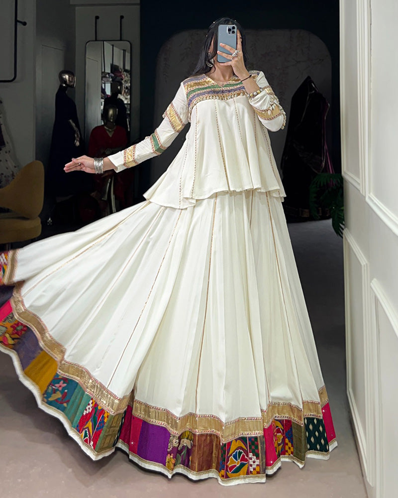 STYLISH DESIGNER NAVRATRI LEHENGA CHOLI WITH MULTI PATCHWORK & GOTA PATTI LACE