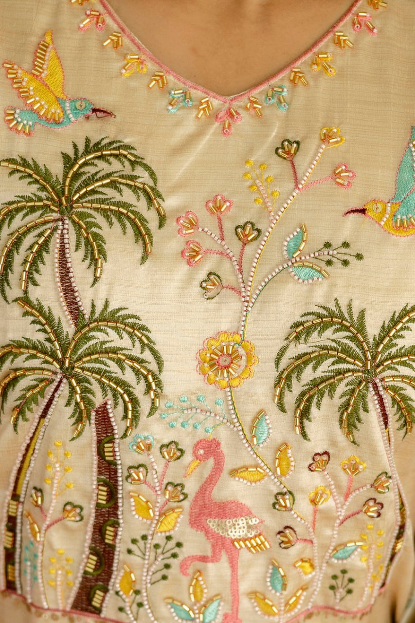 Viscose Assam Silk And Embroidared Beads Work With Printed Dupatta Dresses