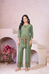 PREMIUM RAYON EMBROIDERED CO-ORD SET