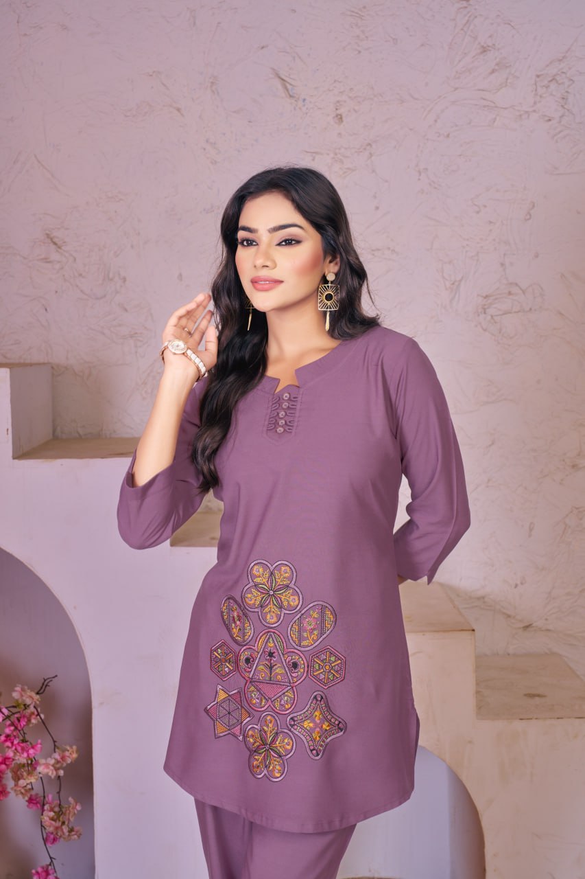 PREMIUM RAYON EMBROIDERED CO-ORD SET