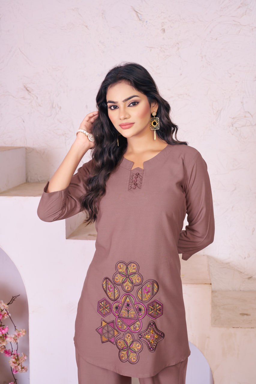 PREMIUM RAYON EMBROIDERED CO-ORD SET