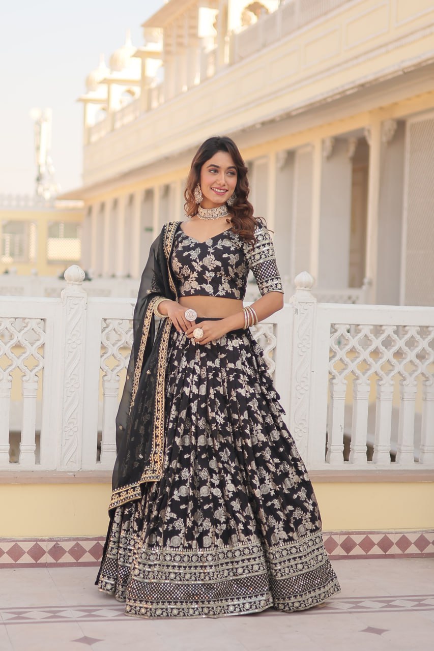 Elevate Your Style With A Designer Jacquard Lenenga Choli