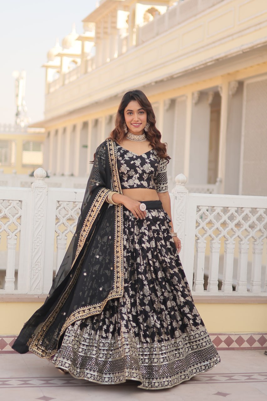 Elevate Your Style With A Designer Jacquard Lenenga Choli