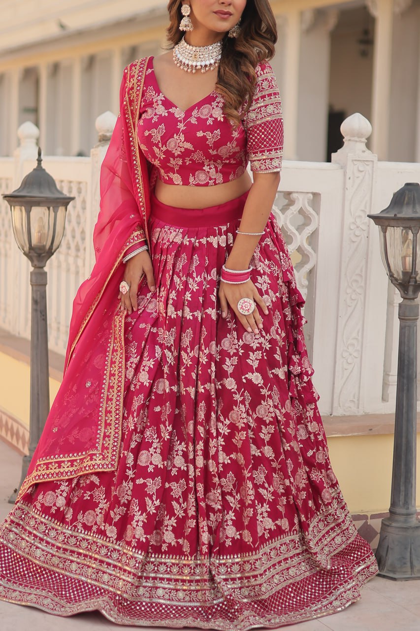 Elevate Your Style With A Designer Jacquard Lenenga Choli