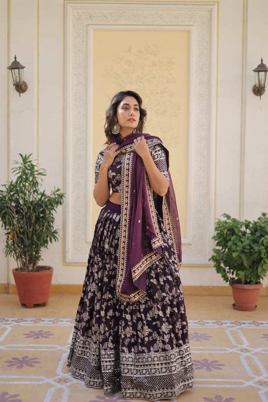 Elevate Your Style With A Designer Jacquard Lenenga Choli