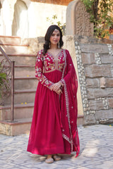 Floral Embroidery Sequins Work Beautiful Anarkali Suit Set
