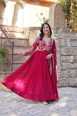 Floral Embroidery Sequins Work Beautiful Anarkali Suit Set
