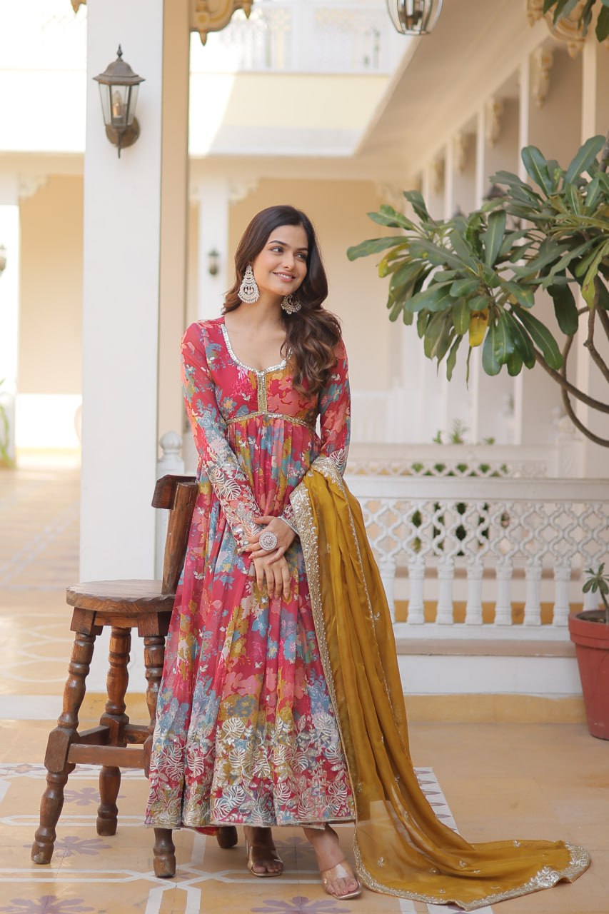Premium Readymade Alia Cut Gown With Dupatta Set BY MITVAL