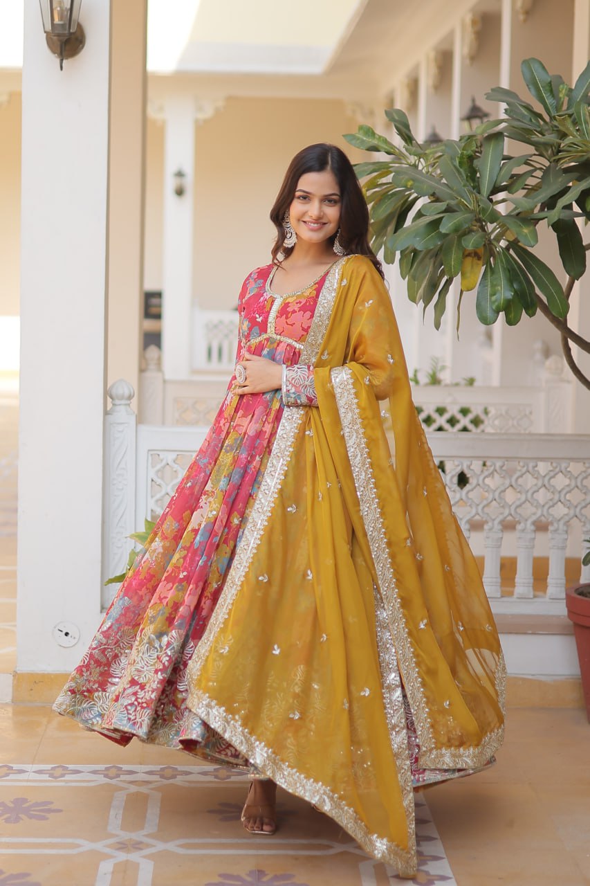 Premium Readymade Alia Cut Gown With Dupatta Set BY MITVAL