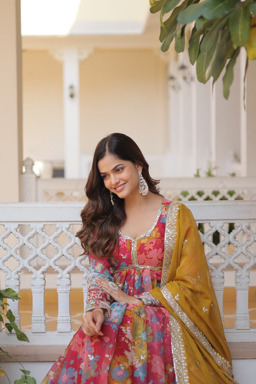 Premium Readymade Alia Cut Gown With Dupatta Set BY MITVAL