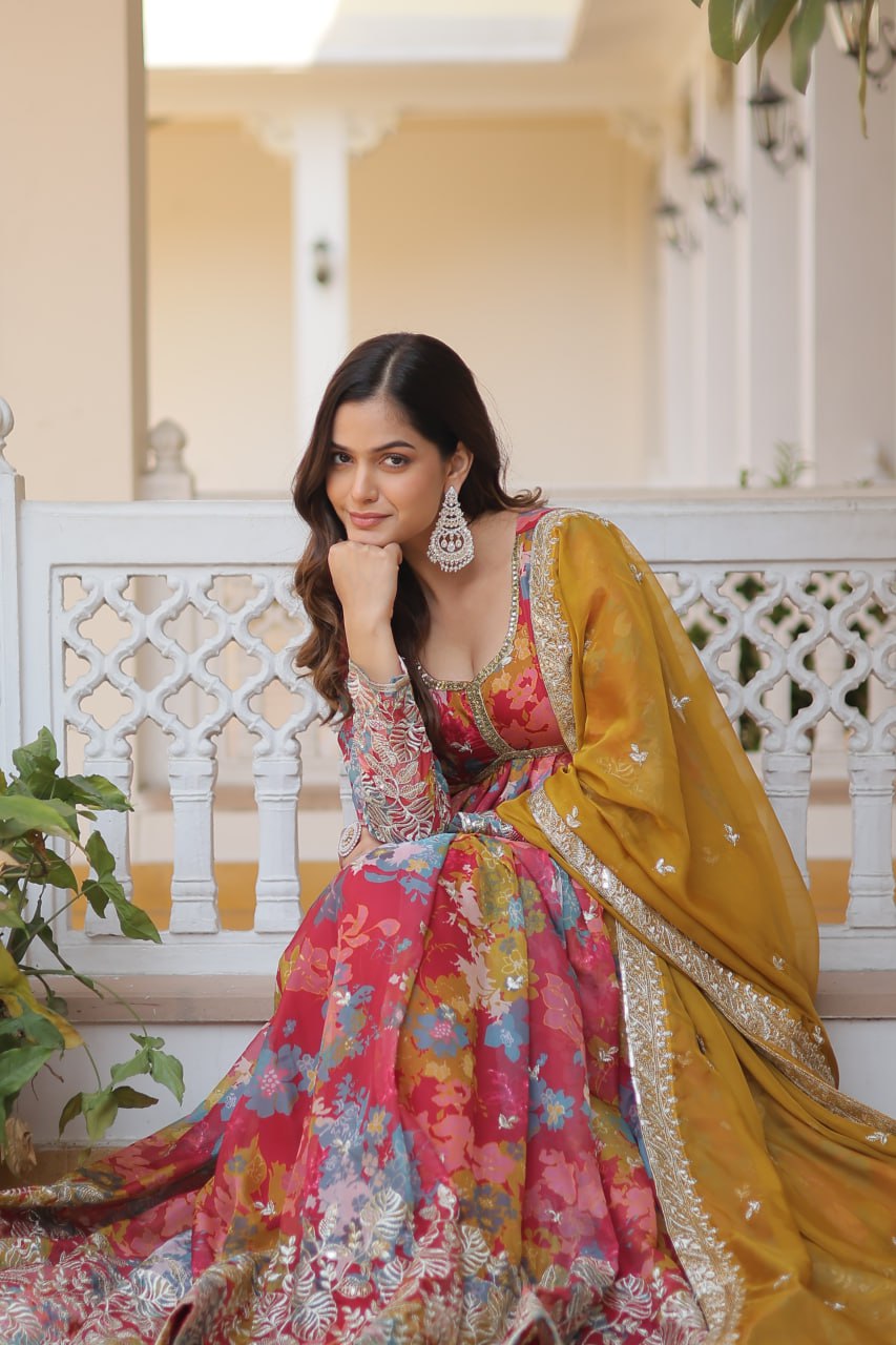 Premium Readymade Alia Cut Gown With Dupatta Set BY MITVAL