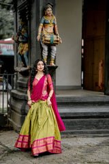 KANCHIPURAM ZARI WEAVING WORK SOUTH INDIAN HALF SAREE LEHENGA
