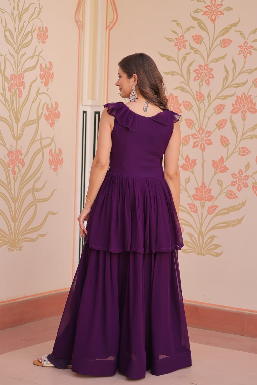 Purple Elegant Peplum Style Gown – Premium Designer Collection