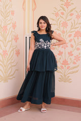 Green Elegant Peplum Style Gown – Premium Designer Collection