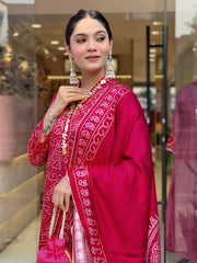 Beautiful Bandhani Print Silk Kurta Set